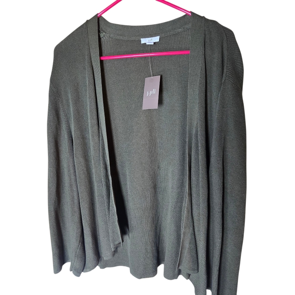 NWT J Jill  Preppy Lightweight Open Front Drape Cardigan In Moss Size 3X - Picture 2 of 4